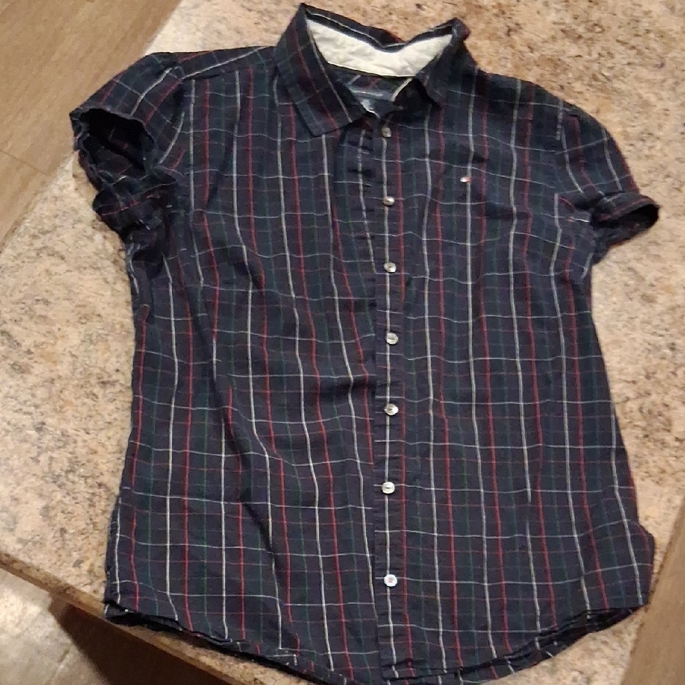 Tommy Hilfiger Button Down Shirt - Navy and Red Plaid